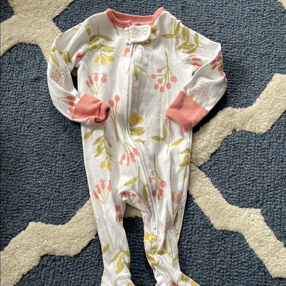 Floral baby zippy - Pink and Yellow 0-3 months